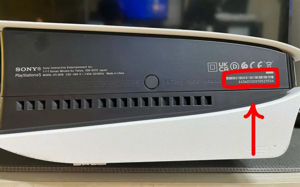 شماره سریال (Serial Number) زیر کنسول، ۱۷ رقمی پلی استیشن 5